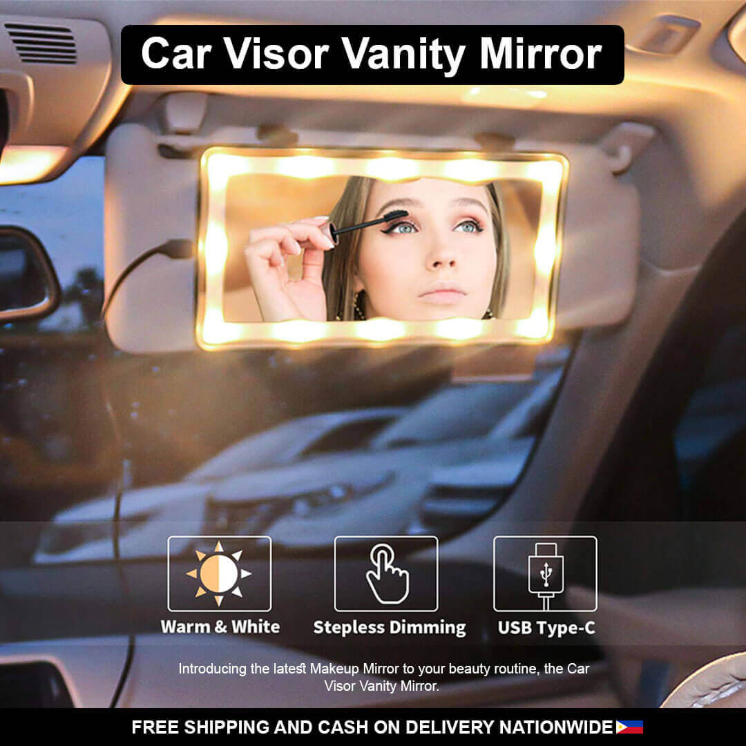 Car Sun Visor Vanity Mirror with LED Lights by Express Essentials
