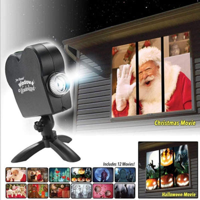 Halloween and Christmas Window Projector Decoration