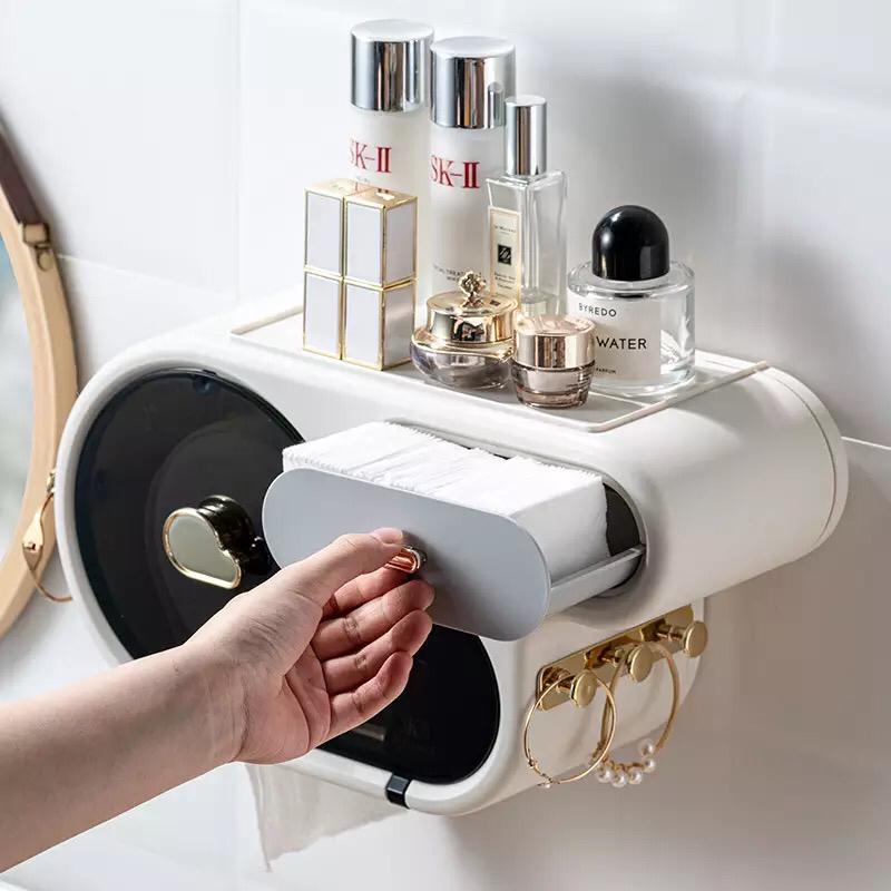 Wall-Mounted Toilet Roll Holder and Organiser by Express Essentials