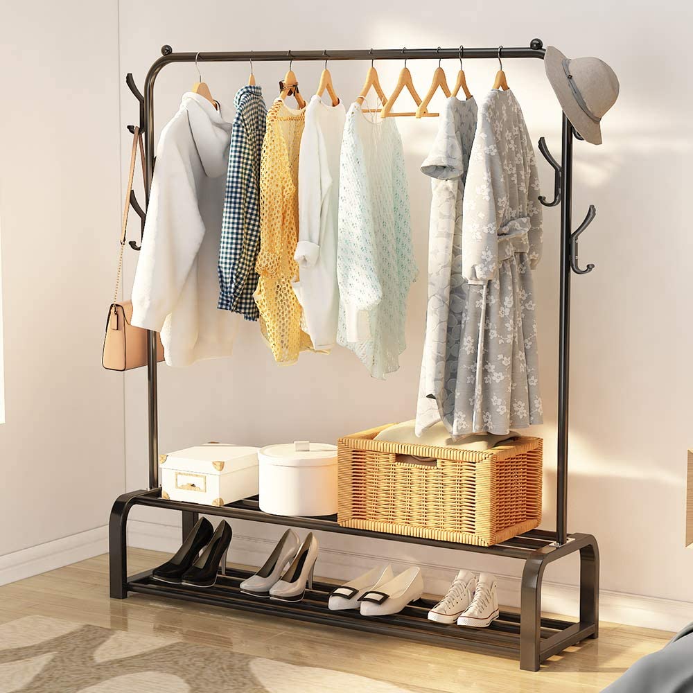 Clothing Rack with Top Rod and Lower Storage by Express Essentials