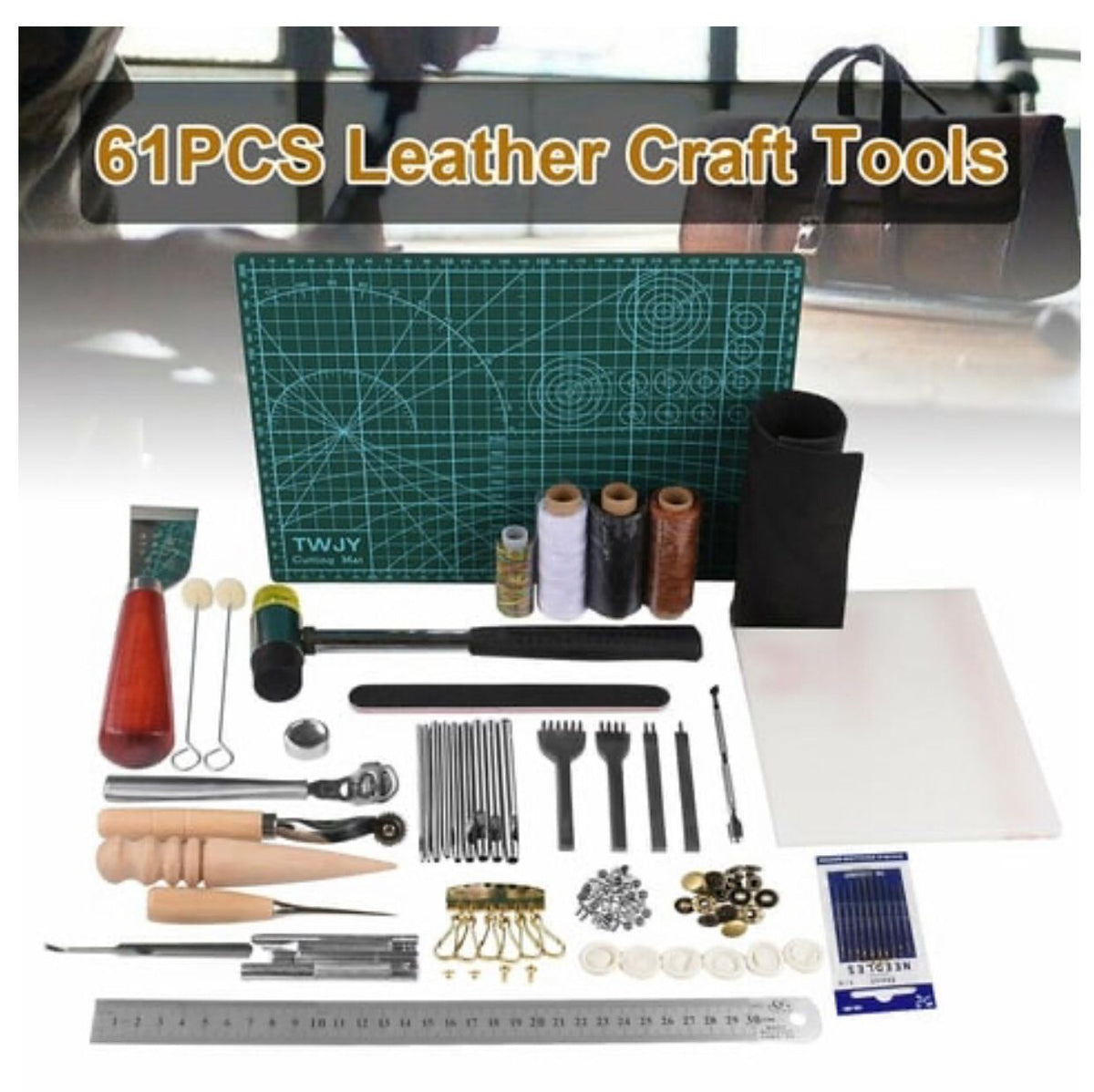 Leather Craft Tool Kit (61 Pcs) by Express Essentials