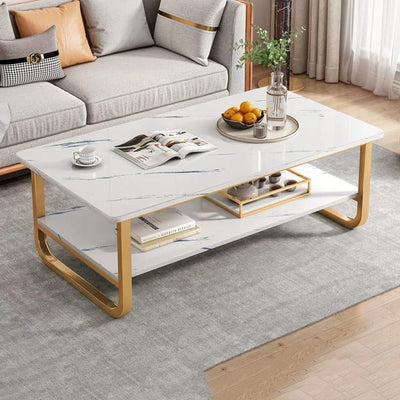 Modern Square Coffee Table in White Marble Look