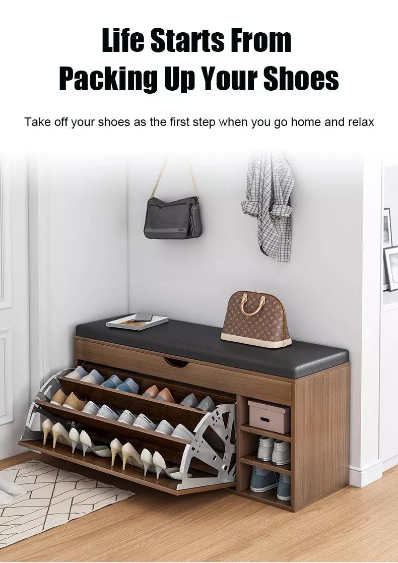 Large Capacity Shoe Cabinet with Seat by Express Essentials